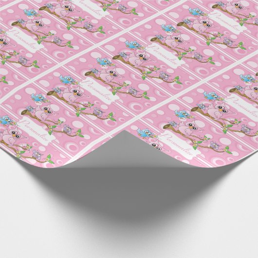 Roze Baby Owl | Shower Theme Cadeaupapier (Hoek)