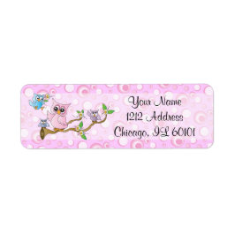 Roze Baby Owl | Shower Theme Etiket