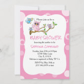 Roze Baby Owl | Shower Theme Kaart (Voorkant)