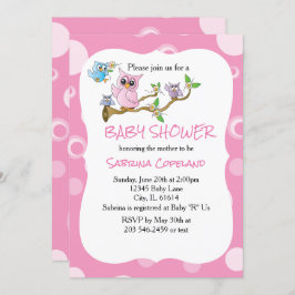 Roze Baby Owl | Shower Theme Kaart