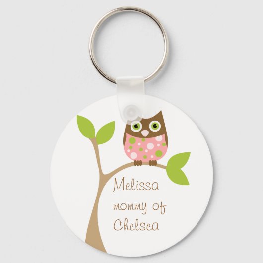 Roze Baby Owl Sleutelhanger (Voorkant)