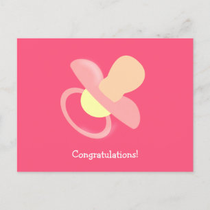 Roze Baby Pacifier Gefeliciteerd Aangepast Briefka Briefkaart