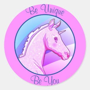 Roze Baby Palomino Eenhoorn (regenbooglite) Ronde Sticker