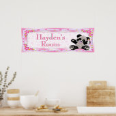Roze Baby Panda Room Name Poster (Keuken)