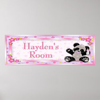 Roze Baby Panda Room Name Poster