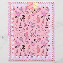 Roze Baby papier met kant en parels
