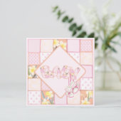 Roze Baby Patchwork Baby Girl Shower Kaart (Staand voorkant)