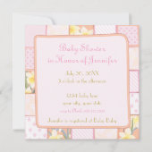 Roze Baby Patchwork Baby Girl Shower Kaart (Achterkant)