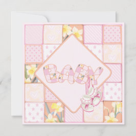 Roze Baby Patchwork Baby Girl Shower Kaart