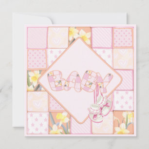 Roze Baby Patchwork Baby Girl Shower Kaart