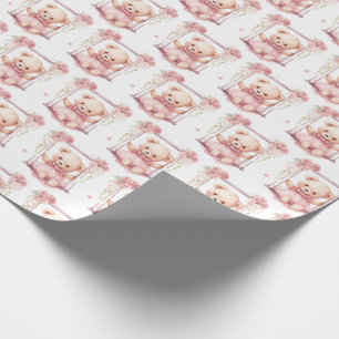 Roze Baby Peuter Teddy Bear Gift Wrapping Paper Cadeaupapier
