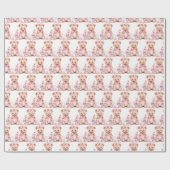 Roze Baby Peuter Teddy Bear Gift Wrapping Paper Cadeaupapier (Vlak)