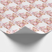 Roze Baby Peuter Teddy Bear Gift Wrapping Paper Cadeaupapier (Hoek)