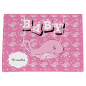 Roze Baby Polka Dotted Whale Groot Cadeauzakje (Voorkant)