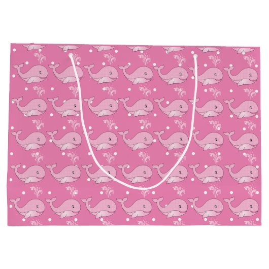 Roze Baby Polka Dotted Whale Groot Cadeauzakje (Achterkant)