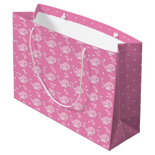 Roze Baby Polka Dotted Whale Groot Cadeauzakje (Achterkant Gekanteld)