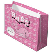 Roze Baby Polka Dotted Whale Groot Cadeauzakje (Voorkant Gekanteld)