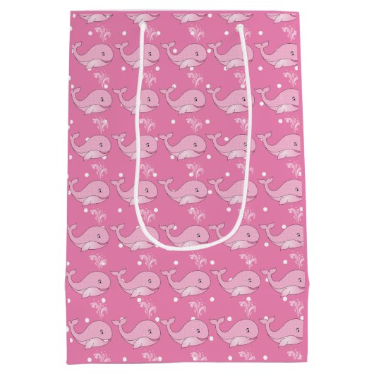 Roze Baby Polka Dotted Whale Medium Cadeauzakje (Achterkant)