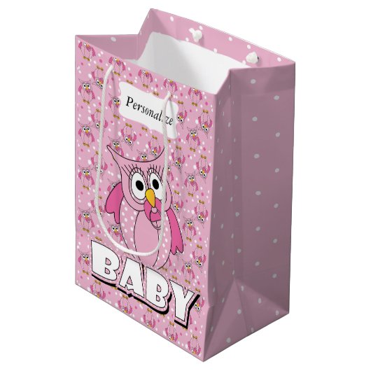 Roze Baby Polka gedopte struikgewas Medium Cadeauzakje (Voorkant Gekanteld)