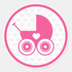 Roze Baby Pram Icon Sticker Sheet