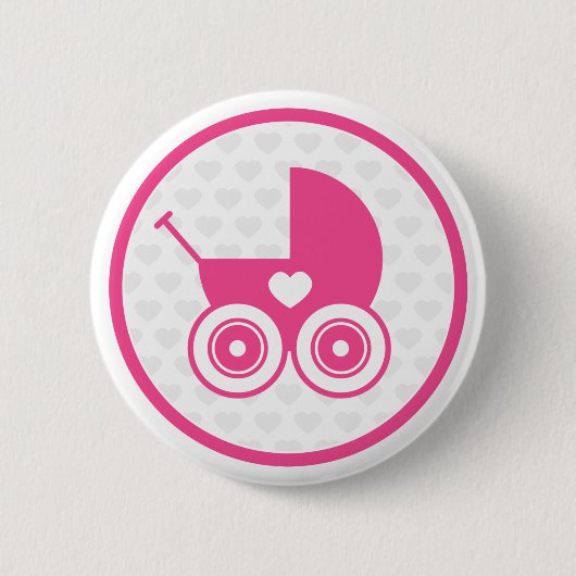Roze Baby Pram Pictogram Button Badge (Voorkant)