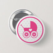 Roze Baby Pram Pictogram Button Badge (Voorkant /achterkant)