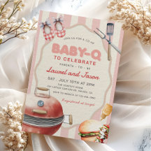Roze Baby-Q Achtertuin Baby shower Uitnodiging