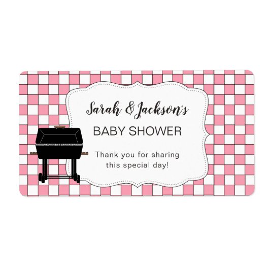 Roze Baby-Q baby shower voor gebruik op een flesje Etiket (Voorkant)