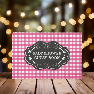 Roze Baby Q Barbeque Rustiek Baby shower Gastenboek