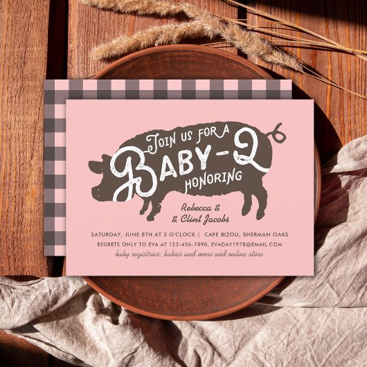  Roze Baby-Q BBQ Baby shower Kaart