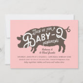  Roze Baby-Q BBQ Baby shower Kaart (Voorkant)