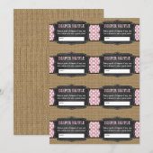 Roze Baby Q luier loterij tickets, meisje bbq Kaart (Voorkant / Achterkant)