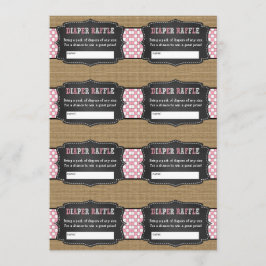 Roze Baby Q luier loterij tickets, meisje bbq Kaart