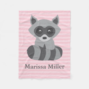 Roze Baby Raccoon Fleece Deken