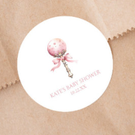 Roze  Baby rammelaar Speelgoed kwekerij Baby showe Ronde Sticker