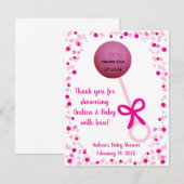 Roze Baby Rattle EOS Lip Balm Shower Favor Notitiekaartje (Voorkant / Achterkant)