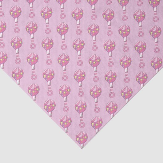 Roze Baby Rattle Pattern Tissuepapier (Detail)
