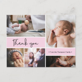Roze Baby Roze Doop Dank u Fotocollage Briefkaart