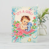 Roze Baby & Rozen Baby shower Invitation Kaart (Staand voorkant)