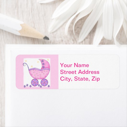 Roze Baby-schoeisel Gepersonaliseerd Etiket (Insitu)