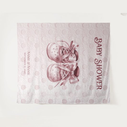 Roze Baby Schoenen Achtergrond Wandkleed (Voorkant (horizontaal))