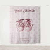 Roze Baby Schoenen Achtergrond Wandkleed (Voorkant)