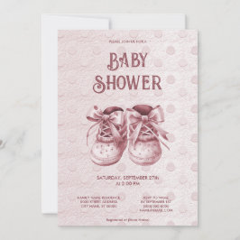Roze Baby Schoenen Baby shower Invitation Kaart