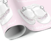 Roze Baby Schoenen Baby shower Wrapping Paper Cadeaupapier (Rol Hoek)
