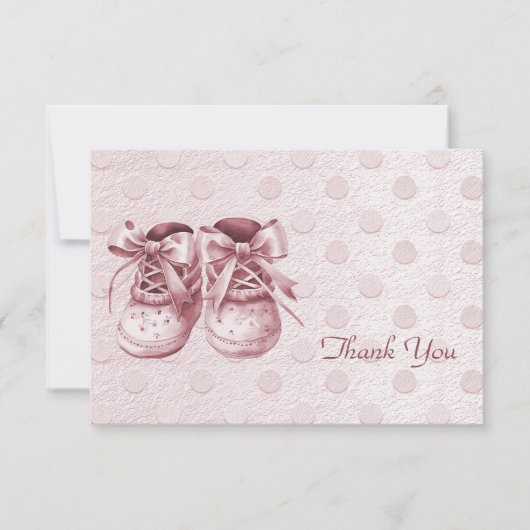 Roze Baby Schoenen Dank u kaart (Voorkant)