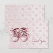 Roze Baby Schoenen Dank u kaart (Voorkant / Achterkant)