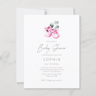 Roze baby schoenen fijn Baby shower Briefkaart