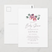 Roze baby schoenen fijn Baby shower Briefkaart (Voorkant / Achterkant)