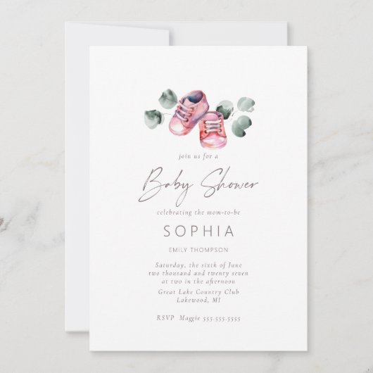 Roze baby schoenen fijn Baby shower Kaart (Voorkant)