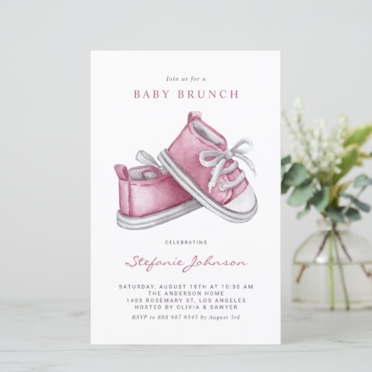 Roze Baby Schoenen Het is een Meisje Baby Brunch U (Staand voorkant)